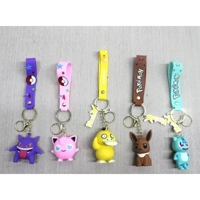  Pokemon Serisi Karışık Karakterler Silikon Anahtarlık