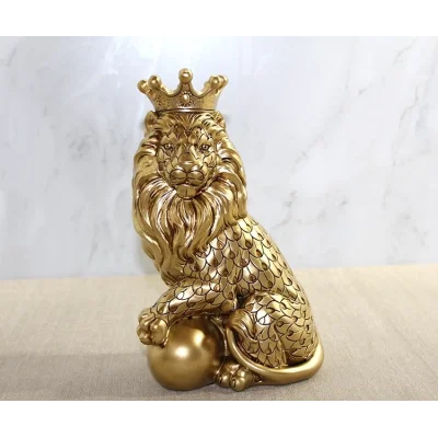 BUĞZ Polyester Dekoratif Taçlı Aslan Figürü Alk2574