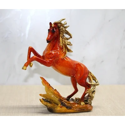 BUĞZ Polyester Gold Detaylı Şahlanmış At Figürü