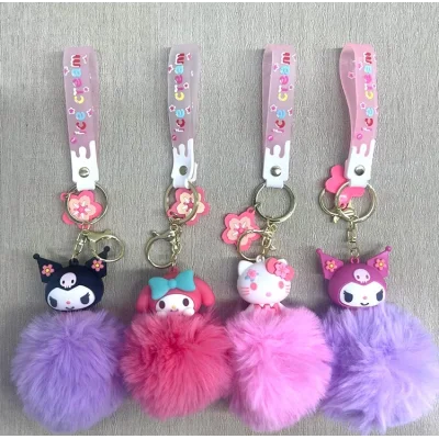  Ponponlu Kuromi Ve Hello Kitty Karışık Anahtarlık