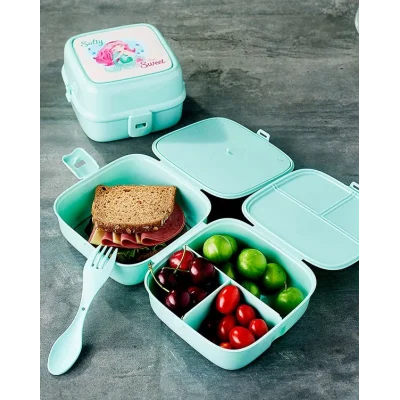 BUĞZ Porky Lol Desenli 4 Bölmeli Çatallı Beslenme Kabı - Diyet Kabı