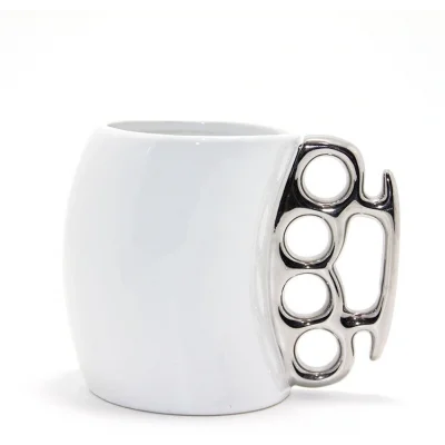 BUĞZ Porselen Muşta Tasarımlı Kupa Bardak Gümüş Renk