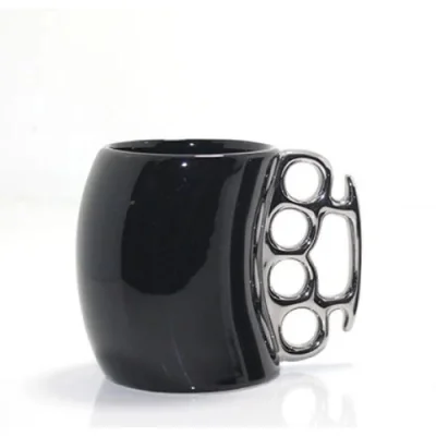  Porselen Muşta Tasarımlı Kupa Bardak Siyah