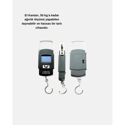 BUĞZ Portatif Dijital El Kantarı – Bavul, Kargo ve Paket Tartı Cihazı 50 Kg - BUĞZ