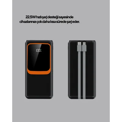 BUĞZ Powerbank 20000 mAh 22.5W Hızlı Şarjlı ve Kompakt Çoklu Kablo Çıkışlı - Lisinya