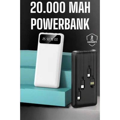 BUĞZ Powerbank 20.000 Mah Dijital Göstergeli LCD Ekran Uzun Pil Ömrü - Lisinya