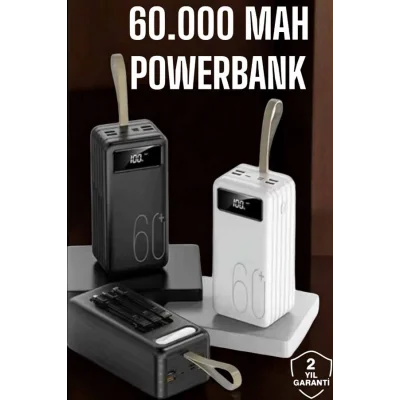 BUĞZ Powerbank 60.000 MAH Dijital Göstergeli 4 Portlu Taşınabilir - Lisinya