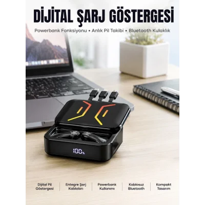 BUĞZ Powerbank Bluetooth Kulaklık Oyuncu Kulaklığı Yüksek Ses Kaliteli Yeni Nesil