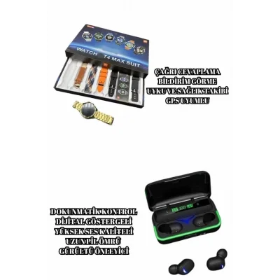  Powerbank Bluetooth Kulaklık Ve Akıllı Saat 7 Kordonlu Metal Kordon Plastik Kordon