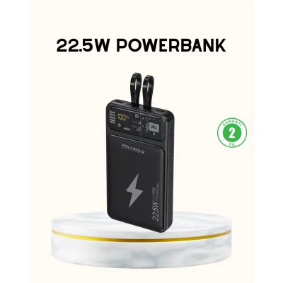 BUĞZ Powerbank Hızlı Şarj 10000 mAh Dahili Kablo