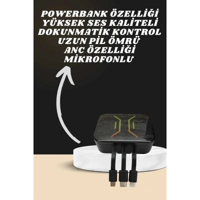  Powerbank Kulaklık ve 7 Kordonlu Akıllı Saat Çoklu Şarj Girişi Bluetooth Bağlantılı