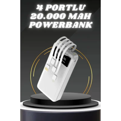  Powerbank Şarj Cihazı 4 Çıkışlı 20.000 MAH Powerbank Kompakt Yüksek Kapasiteli Hızlı Şarj