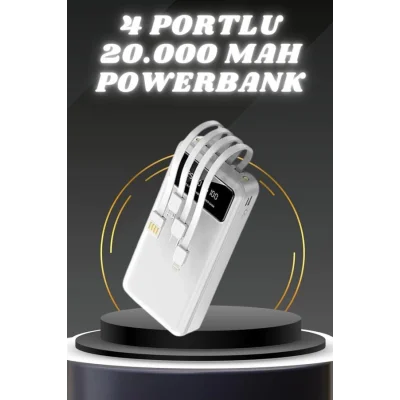 BUĞZ Powerbank Şarj Cihazı 4 Çıkışlı 20.000 MAH Powerbank Kompakt Yüksek Kapasiteli Hızlı Şarj - Lisinya