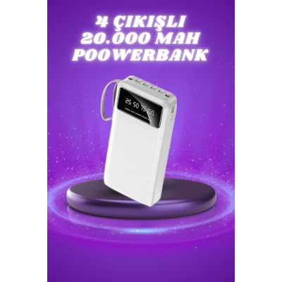  Powerbank Şarj Cihazı 4 Çıkışlı 20.000 MAH Powerbank Taşınabilir Çoklu Giriş
