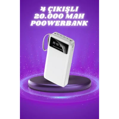 BUĞZ Powerbank Şarj Cihazı 4 Çıkışlı 20.000 MAH Powerbank Taşınabilir Çoklu Giriş - Lisinya