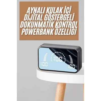 BUĞZ Powerbankli Bluetooth Kulaklık Yüksek Ses Aynalı Çift Dijital Gösterge Ekranı