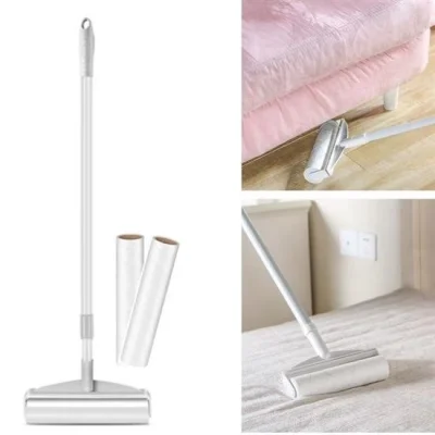 BUĞZ Pratik Temizlik İçin Yapışkanlı Tüy Rulosu 24 Cm Teleskopik Uzayabilen Saplı 2 Yedekli ( BUĞZ )