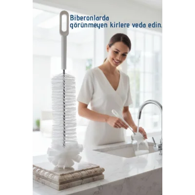 BUĞZ Premium Lüks Şişe ve Biberon Fırçası - Ultra Dayanıklı Profesyonel Temizlik & Kristal Parlaklık