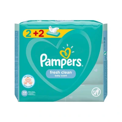 BUĞZ Prima Pampers Baby Yenidoğan Fresh Clean Islak Havlu 52x4 Adet (208 Yaprak)
