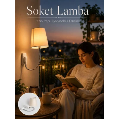 BUĞZ Priz Lambası Esnek Kollu Yatak Başı Aydınlatma