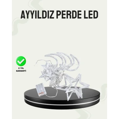BUĞZ Prizli Yıldız Ay Perde LED Işık Ev ve Organizasyon Dekoru