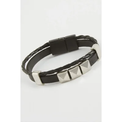  Prizma Kaliteli Mıknatıslı Suni Deri Bileklik