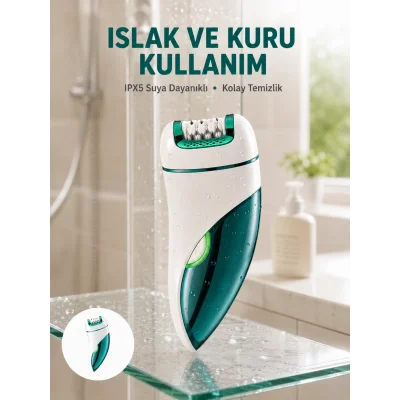 BUĞZ Profesyonel 3 in 1 Epilasyon Cihazı LED Aydınlatmalı Suya Dayanıklı Şarjlı VGR Epilatör Yeni Nesil