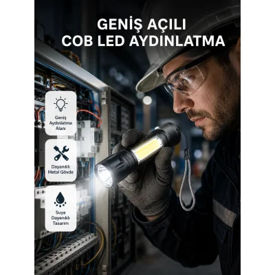 BUĞZ Profesyonel 4 Modlu Şarjlı El Feneri | 1300 mAh Batarya | Cree LED Teknolojisi
