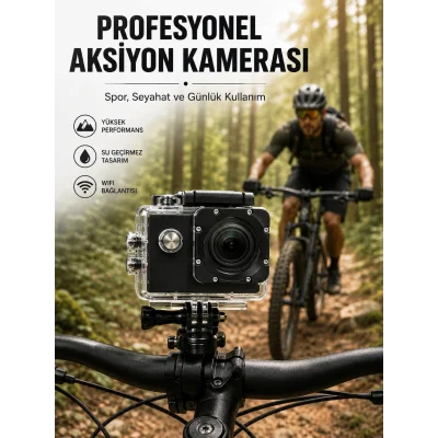 BUĞZ Profesyonel Çekimler İçin 4K Ultra HD WiFi Spor Kamerası