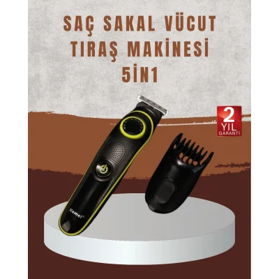  Profesyonel Erkek Saç Sakal Şekillendirme ve Vücut Bakım Seti Şarjlı Tıraş Makinesi