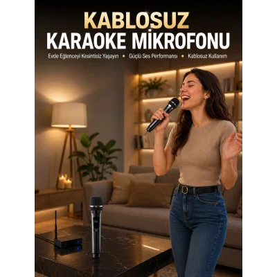 BUĞZ Profesyonel Kablosuz Mikrofon Seti Çift Mikrofonlu