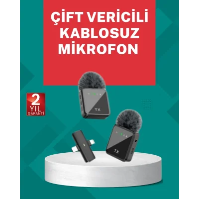 BUĞZ Profesyonel Ses Kayıtları İçin 2’li Kablosuz Yaka Mikrofon Seti