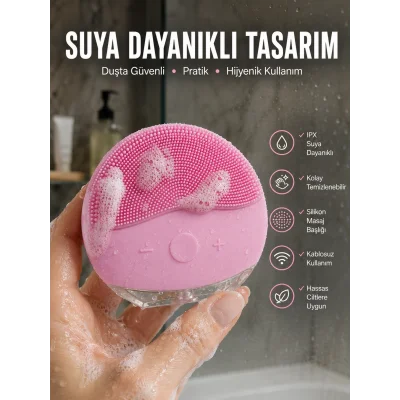 BUĞZ Profesyonel Yüz Temizleme Masaj Aleti Su Geçirmez, Kablosuz Şarj Özellikli Kolay Temizlenebilir Yeni Nesil