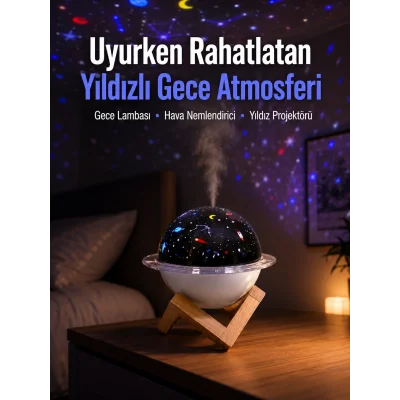 BUĞZ Projektör ışığı bulunan USB bağlantılı mini aromaterapi destekli hava nemlendirici