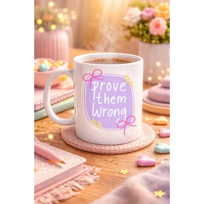 BUĞZ Prove Them Wrong Porselen Kupa MODEL 128 – Motivasyon Mesajlı Kahve Kupası, İlham Veren Hediye, Ofis & Ev Kullanımı