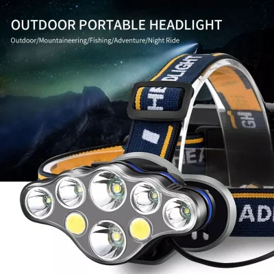 BUĞZ Ps-888 Güçlü Usb Şarj Edilebilir Profesyonel 8 Modlu 6000 Lümen 8 Led Su Geçirmez Kafa Lambası