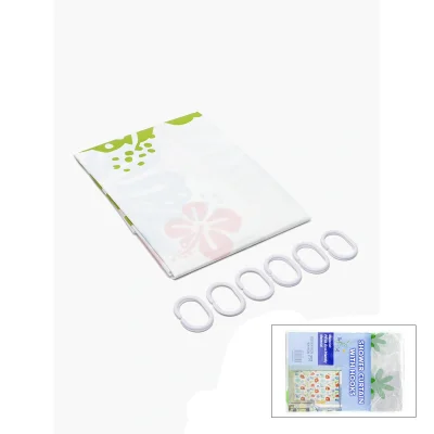 BUĞZ PVC Duş Perdesi - Çift Kanatlı - 12 Halkalı - 90x180 cm