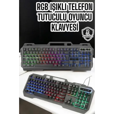 BUĞZ Q Klavye RGB Işıklı Klavye Ve Mouse Seti Kablolu Mouse Hediyeliş - BUĞZ