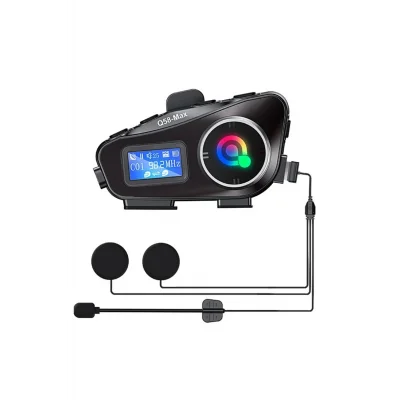 BUĞZ Q58-max Radyolu 2 Kişi Bağlantılı Bluetooth Kask Kulaklık Ekranlı Fenerli Müzik Ve Telsiz Intercom