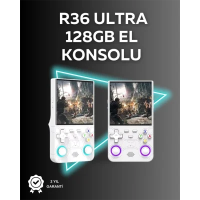  R36 Ultra 128GB Taşınabilir Oyun Konsolu – 4” IPS Ekran, 30.000+ Oyun, WiFi Destekli