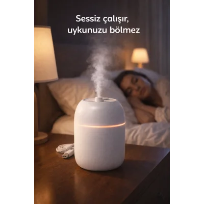 BUĞZ Rahat Nefes ve Deliksiz Uyku İçin Sessiz Hava Nemlendirici Gece Lambalı Buhar Makinesi