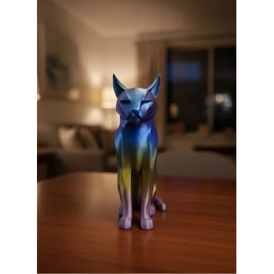 BUĞZ Rainbow Renkli Kedi Biblosu Dekoratif Masa ve Raf Süsü