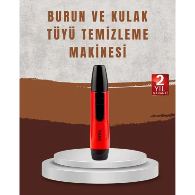 BUĞZ Raks Leo Burun Kulak Tüy Alma Makinesi 45 dk Şarj Süreli Kırmızı