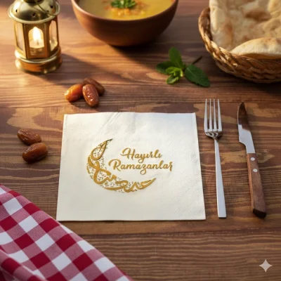 BUĞZ Ramazan Temalı Yaldız Baskılı Peçete