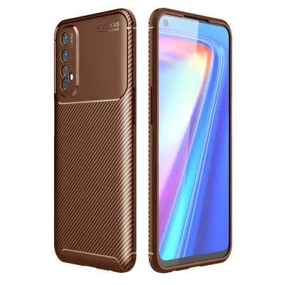 BUĞZ Realme 7 Kılıf Auto Focus Karbon Kapak - Kahverengi