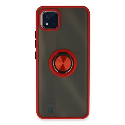BUĞZ Realme C11 2021 Kılıf Montreal Yüzüklü Silikon Kapak - Kırmızı
