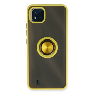 BUĞZ Realme C11 2021 Kılıf Montreal Yüzüklü Silikon Kapak - Sarı