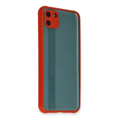 BUĞZ Realme C11 Kılıf Miami Şeffaf Silikon - Kırmızı