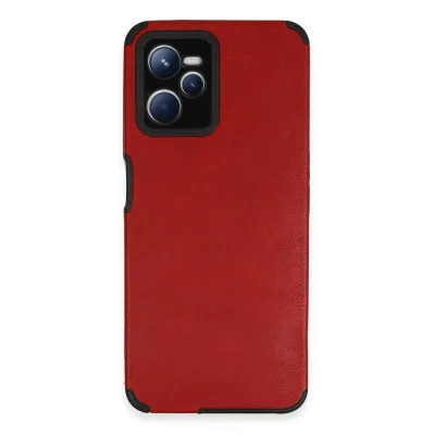 BUĞZ Realme C35 Kılıf Loop Deri Silikon - Kırmızı