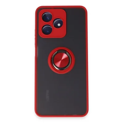 BUĞZ Realme C53 Kılıf Montreal Yüzüklü Silikon Kapak - Kırmızı